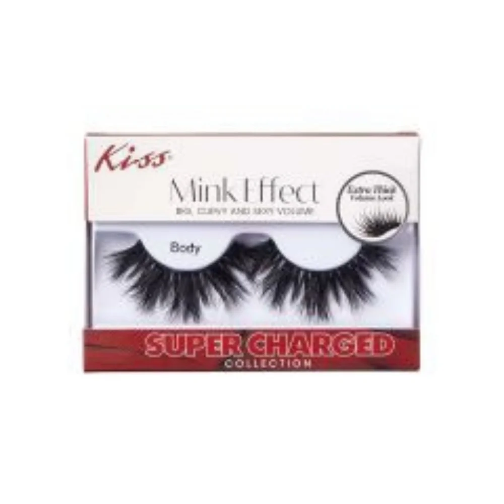 Kiss Super Charged Mink Effect Lashes - Intense Black